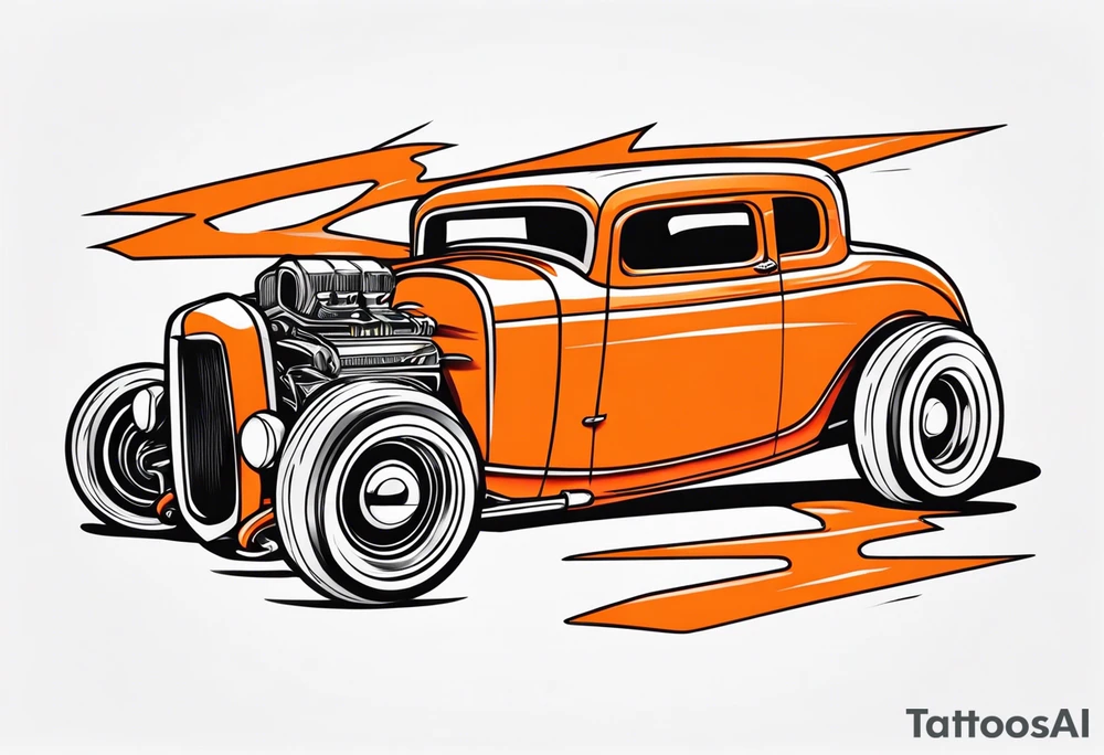 Orange hot rod tattoo idea