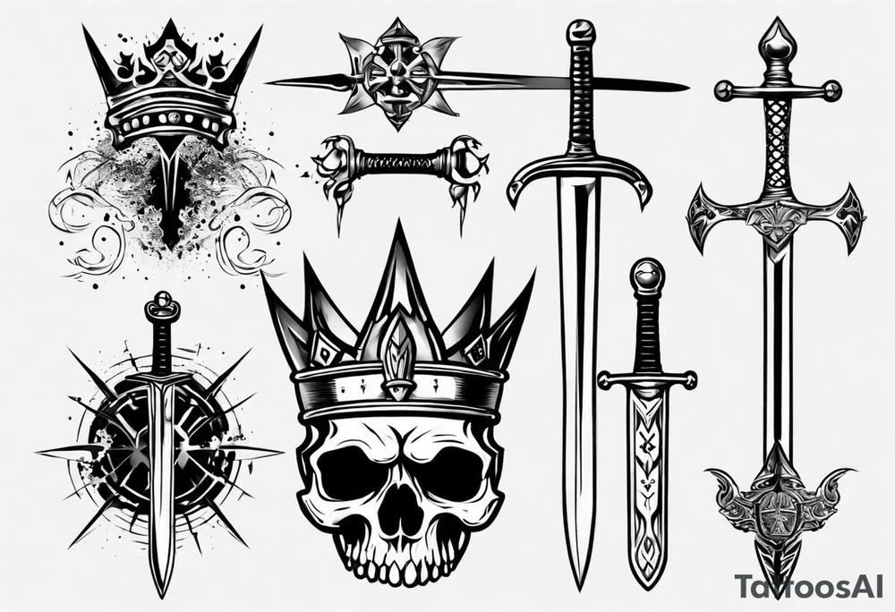 Sword and crowns tattoo idea