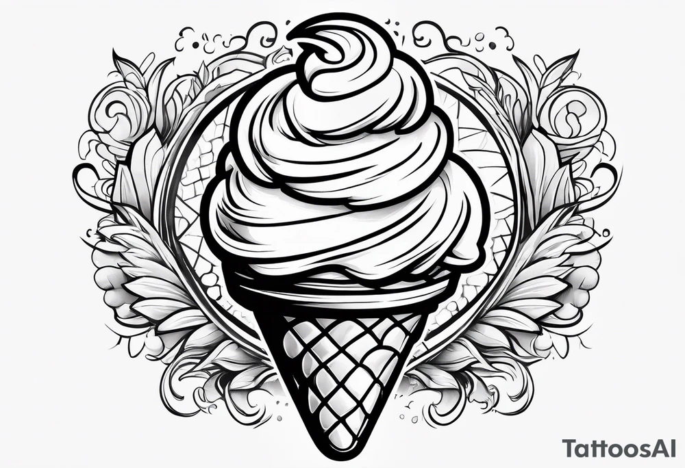 one scoop ice cream cone tattoo idea