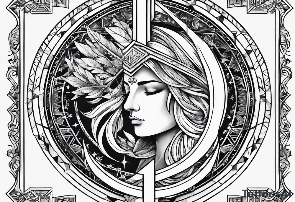 Virgo and Sagittarius zodiac signs with letter RR and date September 11 tattoo idea
