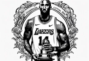 Kobe Bryant holding the NBA final championship trophy tattoo idea