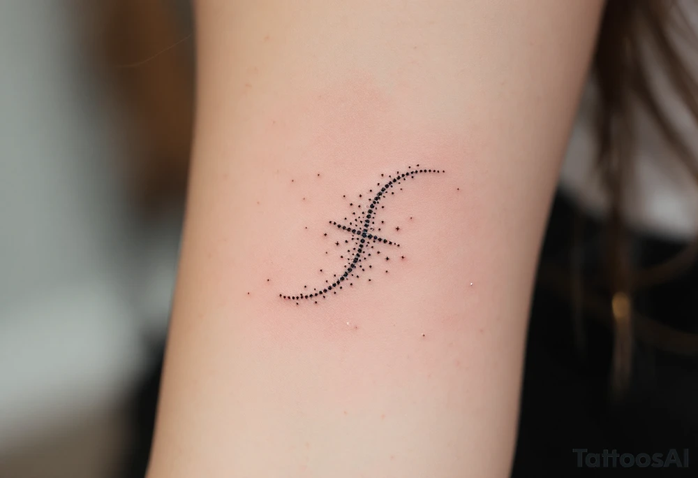 A subtle Sagittarius tattoo using only tiny white dots for stars, placed behind the ear. tattoo idea