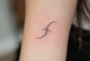 A subtle Sagittarius tattoo using only tiny white dots for stars, placed behind the ear. tattoo idea