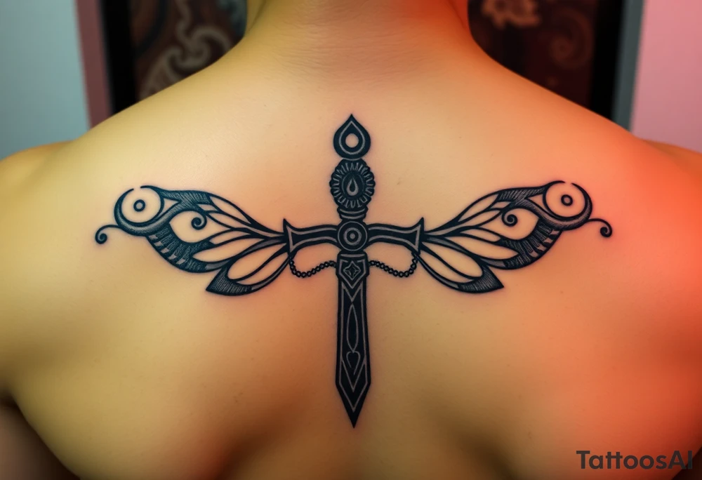 Black ankh leo zodiac sign tattoo idea