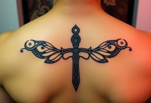 Black ankh leo zodiac sign tattoo idea