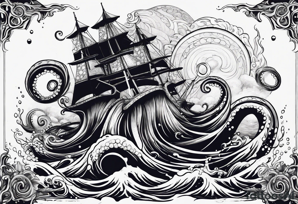 Kraken coming out of water tattoo idea