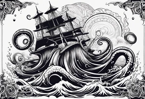Kraken coming out of water tattoo idea