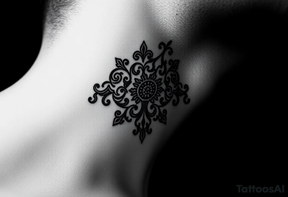 Traditional Russian orthodox design on the side of neck tattoo idea