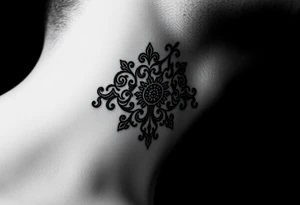 Traditional Russian orthodox design on the side of neck tattoo idea