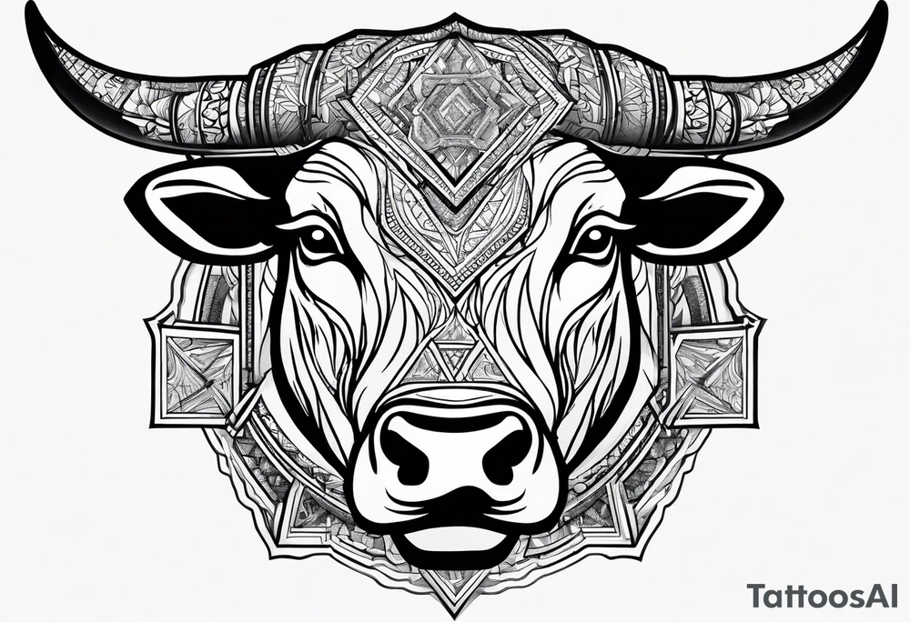 Aggressive bull running tattoo idea