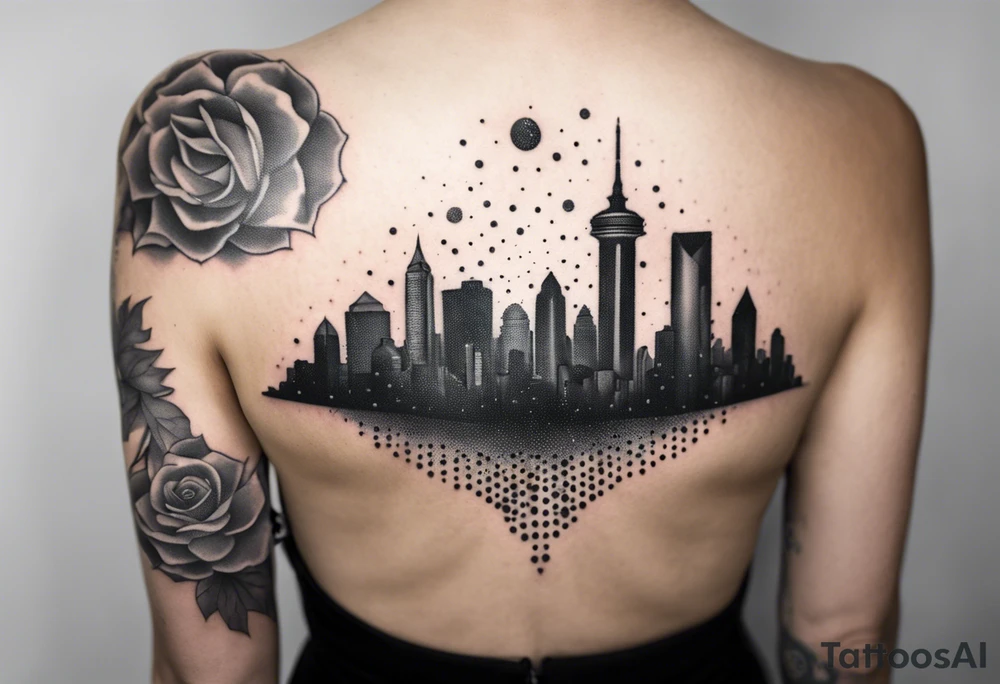 Money crowns diamonds Dallas Texas skyline tattoo idea