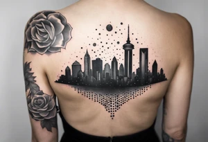 Money crowns diamonds Dallas Texas skyline tattoo idea