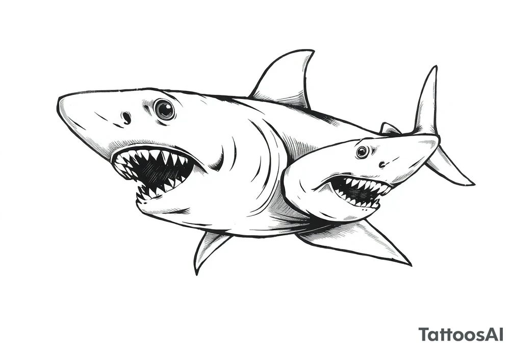 school of sharks from an above view tattoo idea