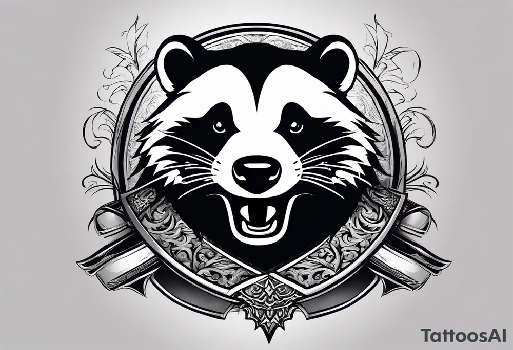 Draw me badger with aggressive full body, killer face with cute smile, very long nails and he attacks like a Turkish gladiator to enemy and also he has very deadly looking. The only weapon is his braveness he fights with his nails. tattoo idea