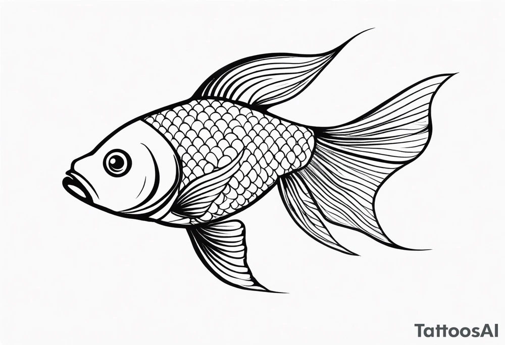 “Create a delicate tattoo of a goldfish swimming in a wave, emphasizing its flowing fins and graceful movement. tattoo idea