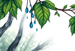 green forest background
blue rain drops tattoo idea
