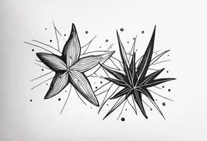 Two different star fish on top of olive branch tattoo idea