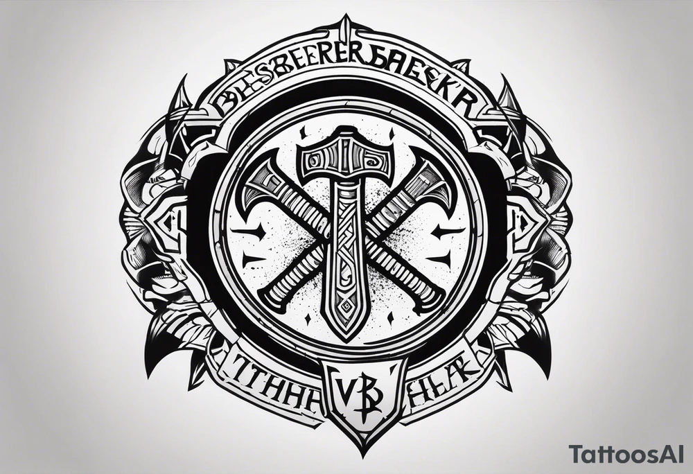 Valhalla berserker round shield axe tattoo idea