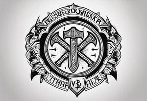 Valhalla berserker round shield axe tattoo idea