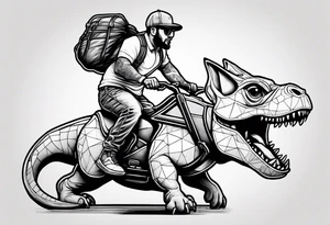 Frenchie riding dinosaur tattoo idea