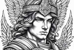 Saint Michael archangel portrait tattoo idea