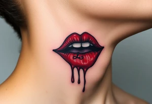 Seductive Stain from lipstick kiss with initial lowercase lrs with drool without teeth tattoo idea