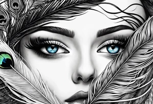 pen intertwined with peacock feather tattoo idea