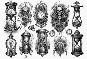 lovecraft long tattoo
broken hourglass and old watch tattoo idea