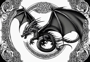 Celtic dragon flying downward tattoo idea