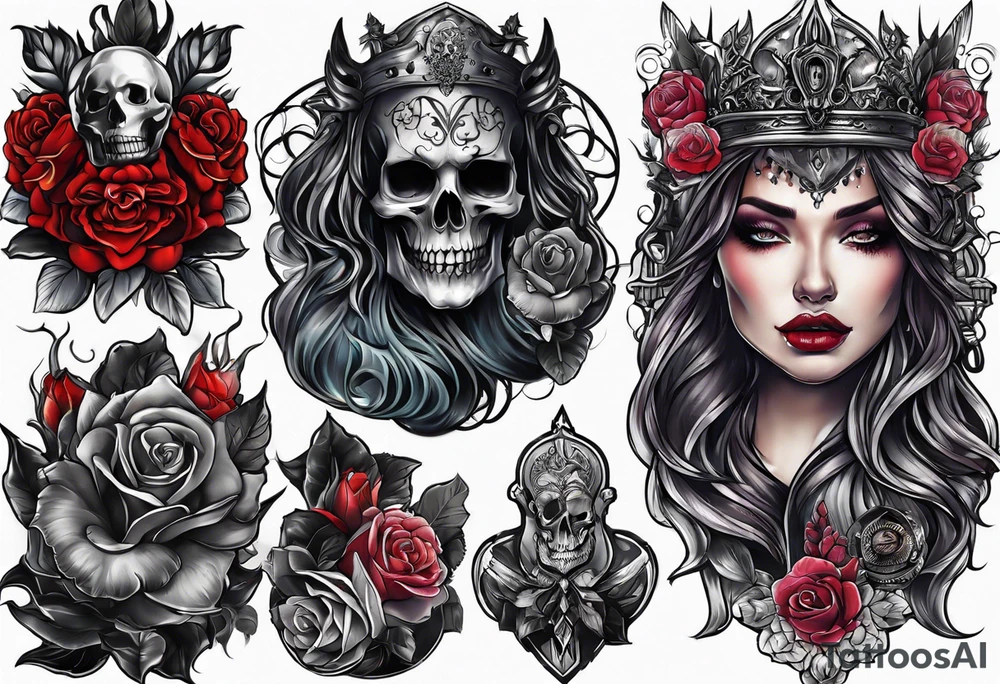 horror 1/4 sleeve tattoo idea