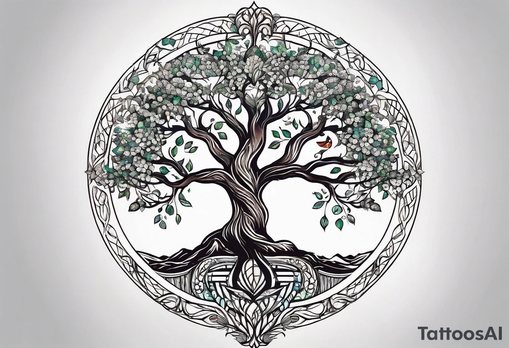single tree of life season tattoo idea