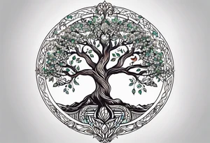 single tree of life season tattoo idea