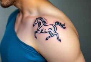 horse silhouette 
from the front which gallops from the front, with the 3 small letters discreetly integrated: L, A, M tattoo idea