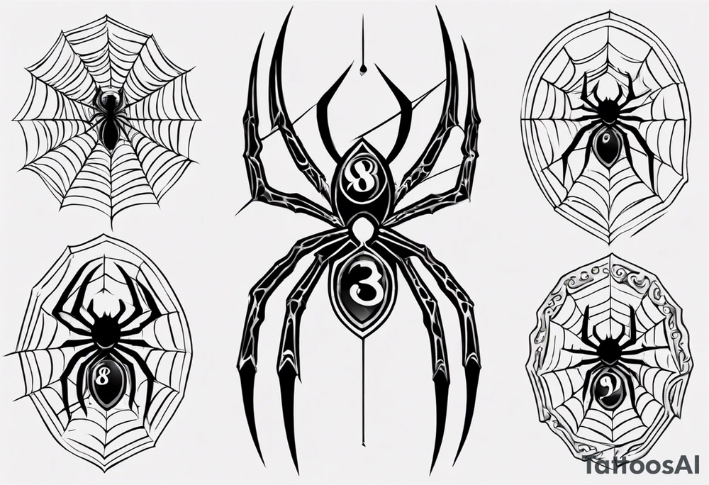 Spider with the number 8 on its back tattoo idea