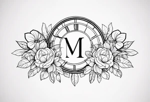 roman numerals for March 13, 2011 surrounded by floral and shapes on tricep tattoo idea