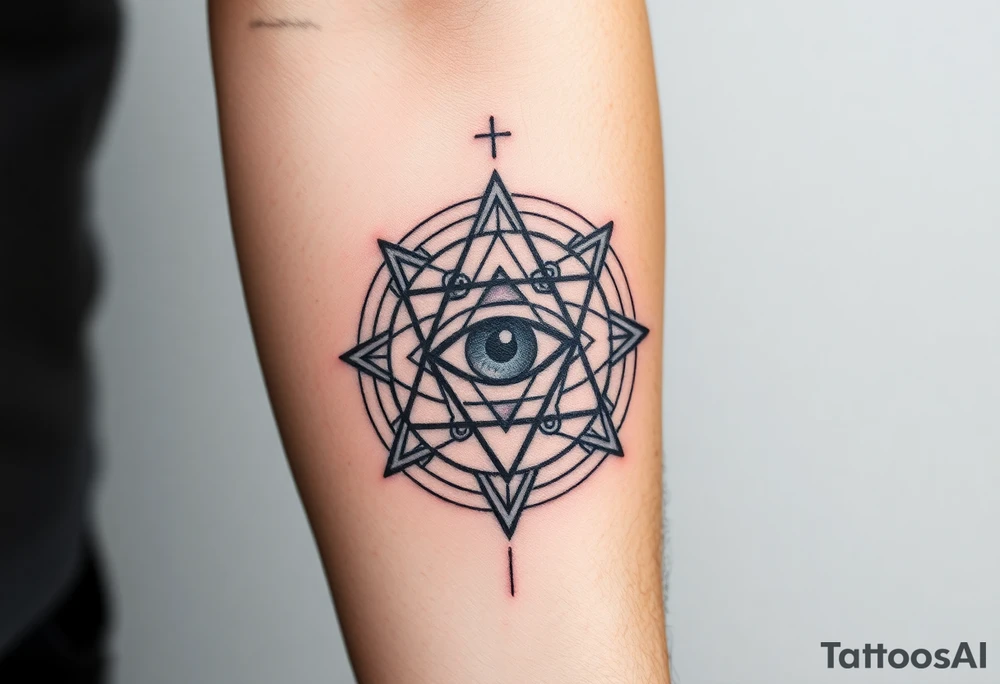sacred geometry with eye in the middle tattoo idea