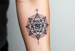 sacred geometry with eye in the middle tattoo idea