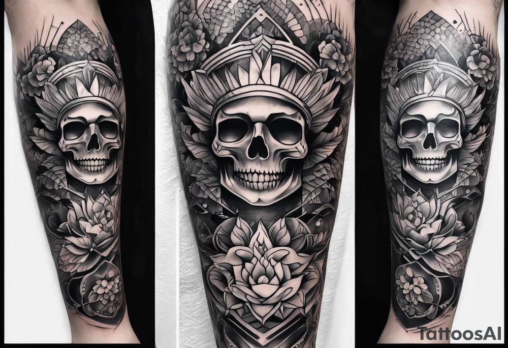 Full leg tattoo design rectangle tattoo idea