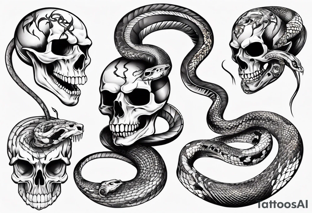 snake with skull tattoo idea