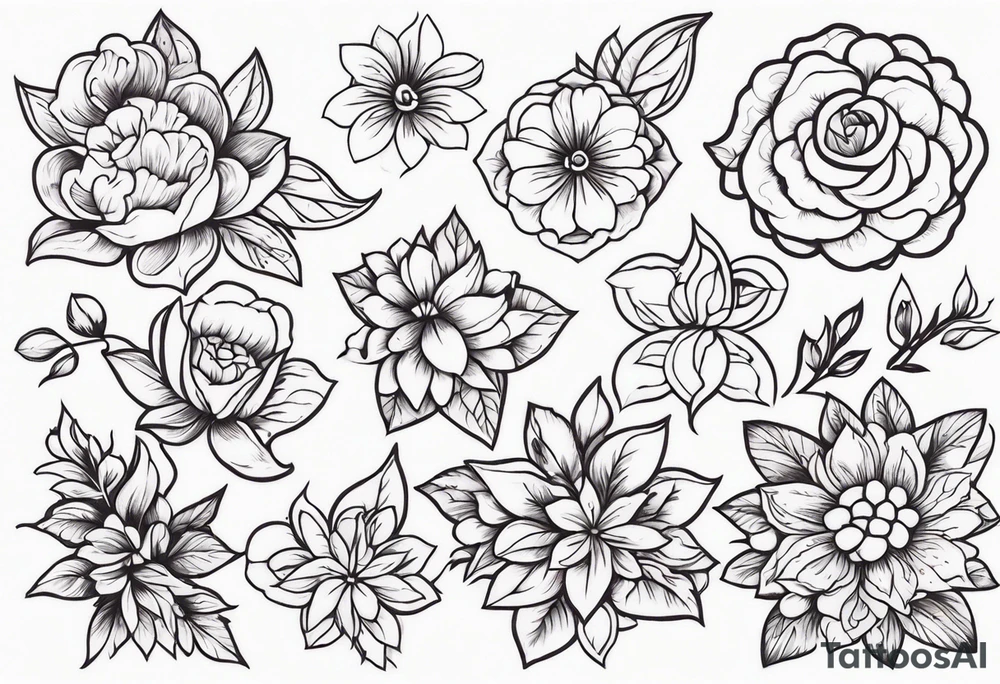 ornaments of flowers tattoo idea