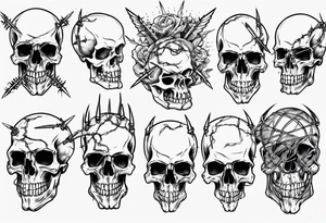 Barbed wired around skull tattoo idea