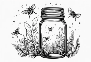 Mason jar with fireflies tattoo idea