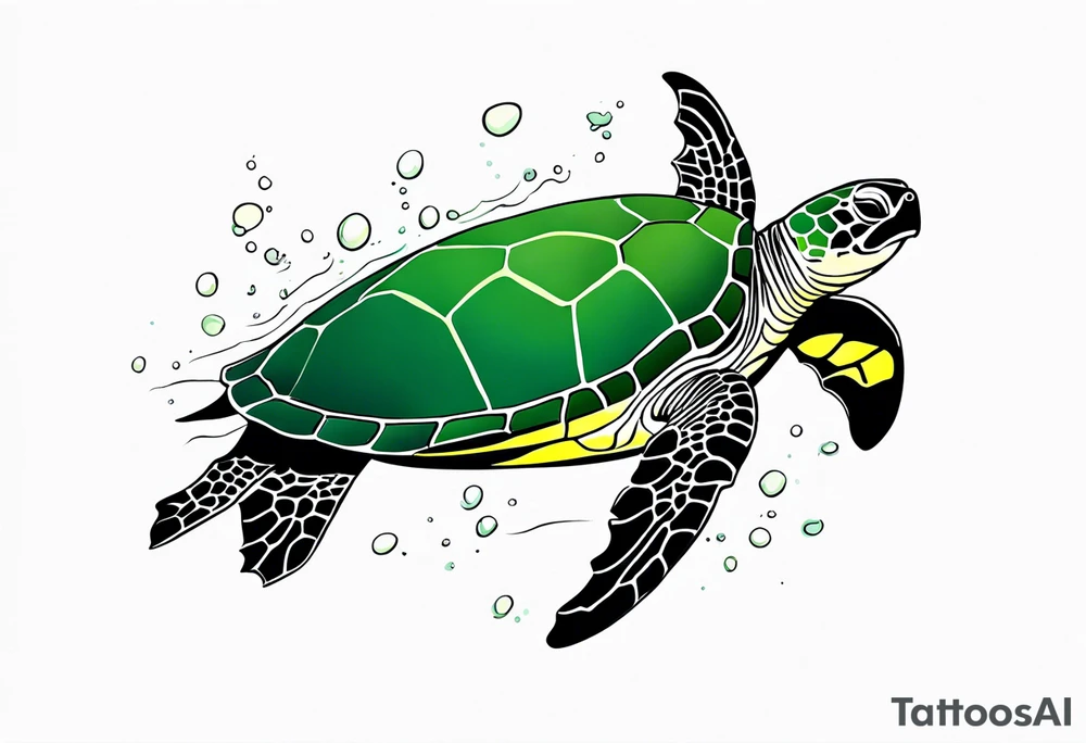 green sea turtle swimming tattoo idea