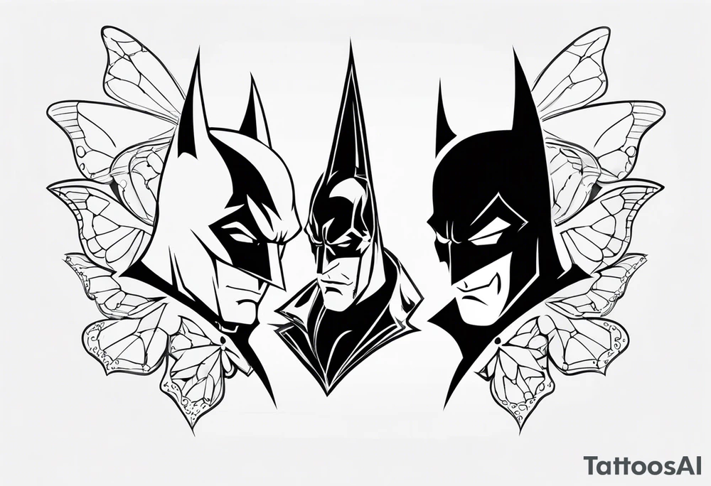 Batman and Joker tattoo with butterflies tattoo idea