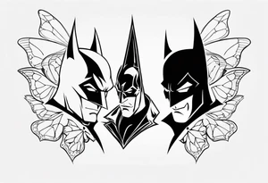 Batman and Joker tattoo with butterflies tattoo idea