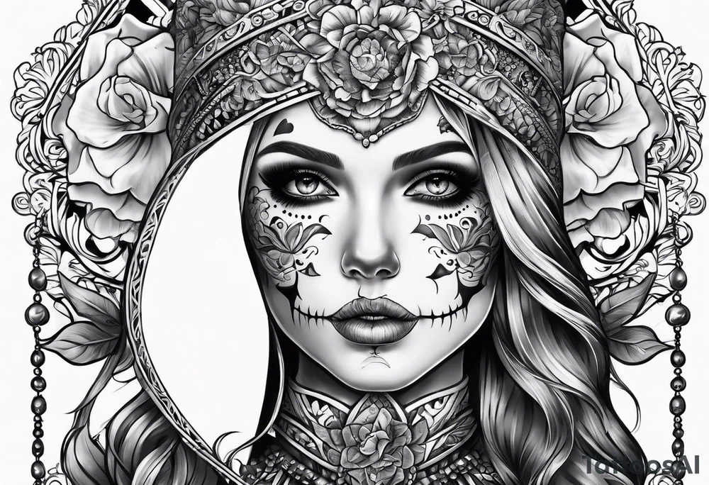 lady skeleton tattoo idea