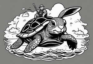 Bunny riding on a sea turtle tattoo idea