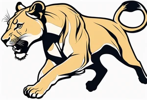 Lioness jumping online tattoo idea