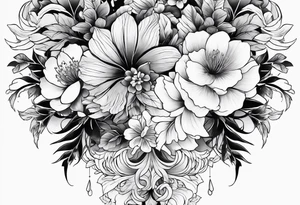 traditional Japanese flowers, whole sleeve tattoo idea