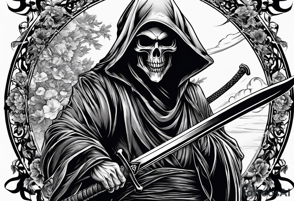 grim reaper with katana tattoo idea